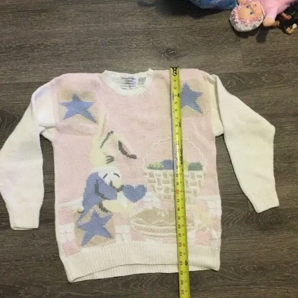 Vintage Rabbit Bunny Pastel Sweater M Cottage Core Y2K - Picture 5 of 9